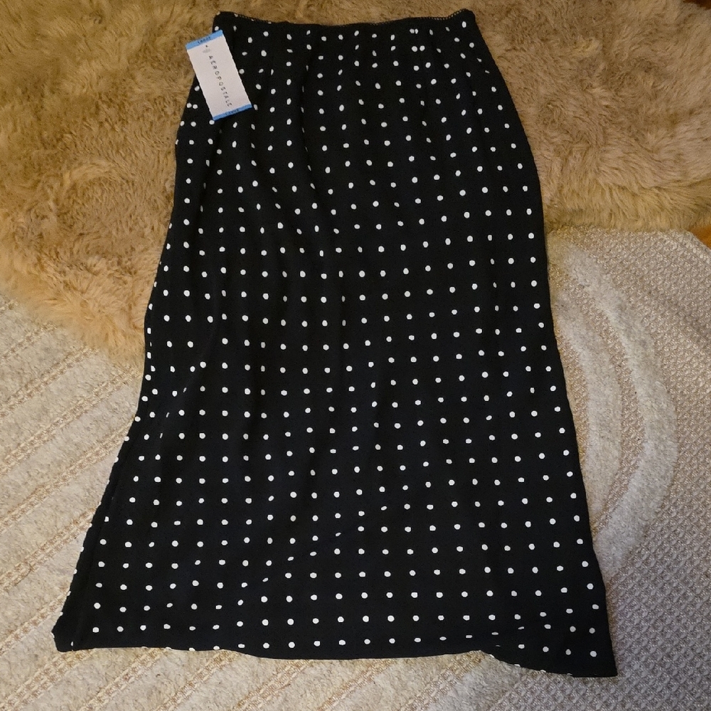 Aeropostale Black and White Polka Dot Midi Skirt